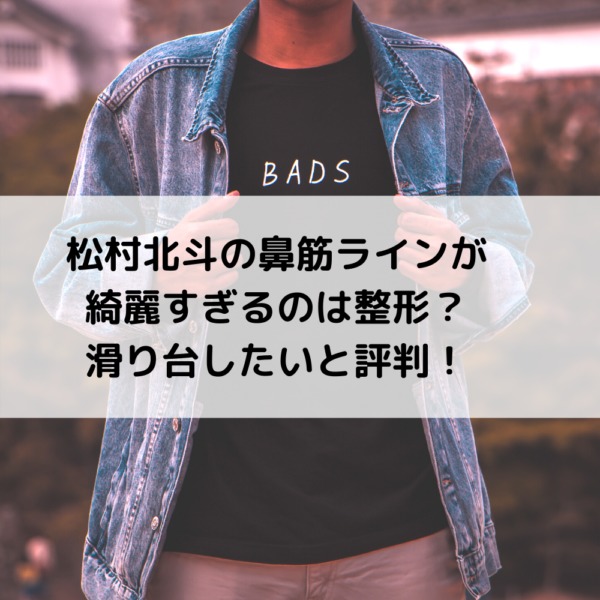 松村北斗の鼻筋ラインが綺麗すぎるのは整形 滑り台したいと評判 動画ジャパン