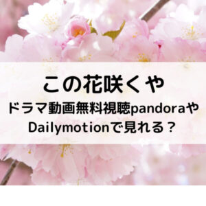 この花咲くやドラマ動画無料視聴pandoraやDailymotionで見れる？